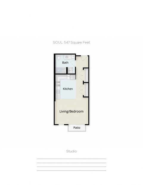 Floor plan for studio, 1 bath, 547 sqft